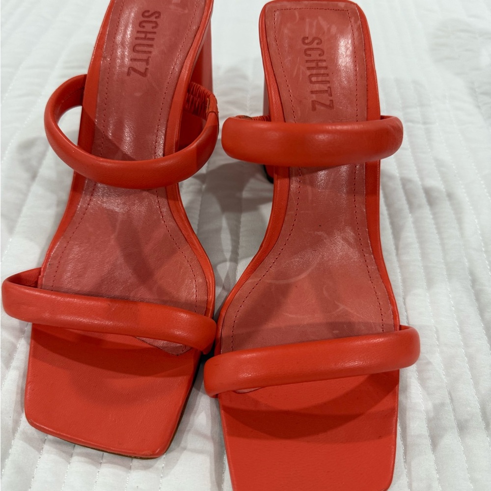 SCHUTZ Bold Red Heeled Sandals